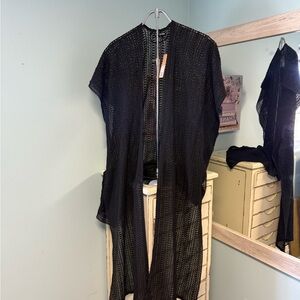Steve Madden Black Open Knit Shawl like duster